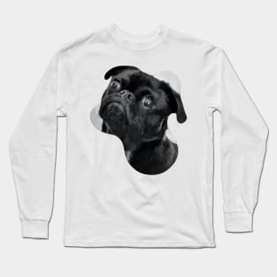 a black sad pug dog painting Long Sleeve T-Shirt